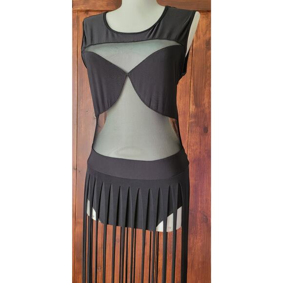 Vintage Uptown USA Black Cut‑Out One‑Piece Swimsuit Size L Made in USA Dramatic - Picture 2 of 16